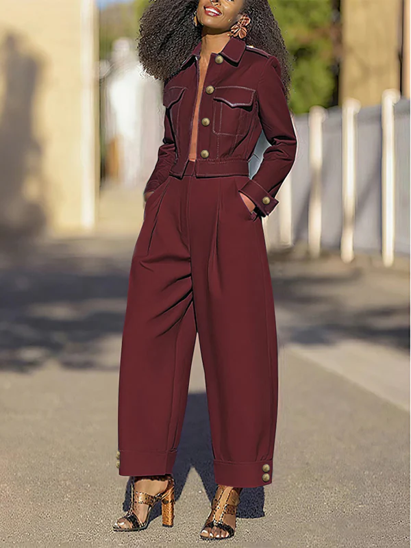 High Waisted Wide Leg Pleated Split-Joint Pants Trousers - Image 7