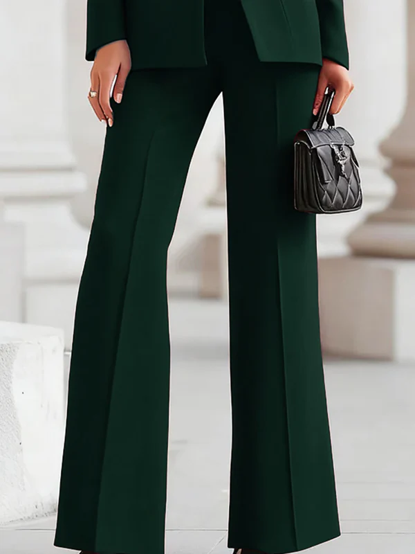 High Waisted Wide Leg Solid Color Pants Suits Bottoms - Image 5