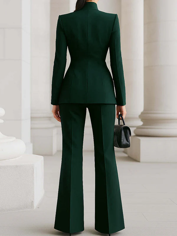High Waisted Wide Leg Solid Color Pants Suits Bottoms - Image 7