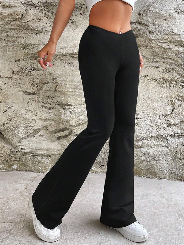 High Waisted Wide Leg Solid Color Pants Trousers - Image 2