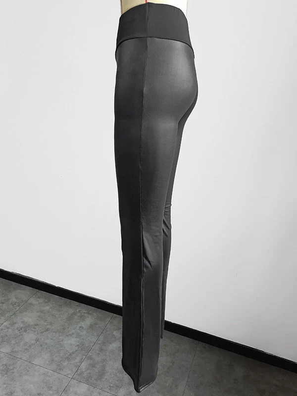 High Waisted Wide Leg Solid Color Split-Joint Pants Flared Trousers - Image 10