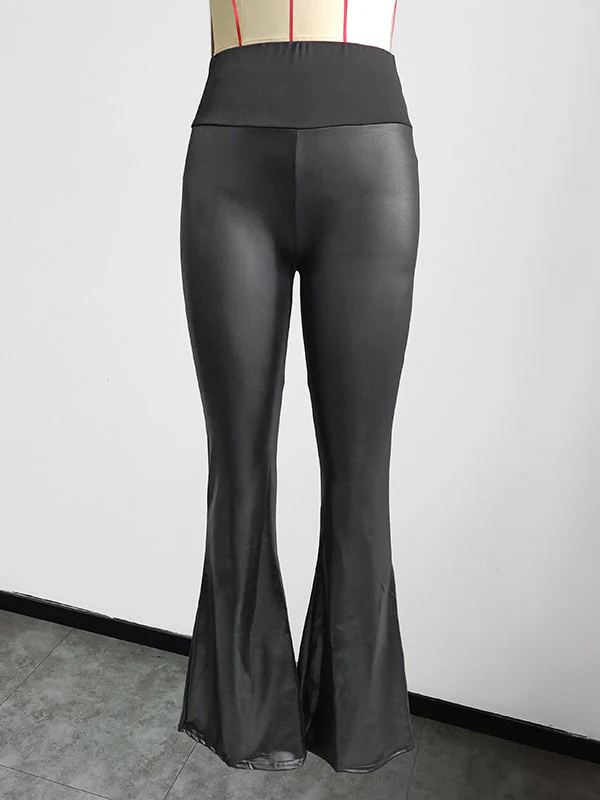 High Waisted Wide Leg Solid Color Split-Joint Pants Flared Trousers - Image 9