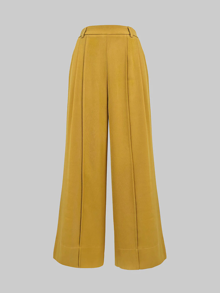 High Waisted Wide Leg Solid Color Split-Joint Pants Trousers - Image 3