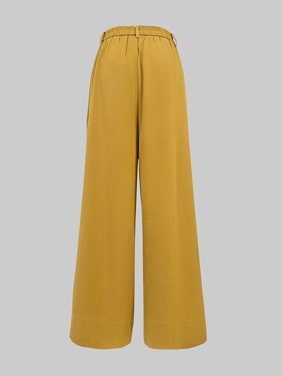 High Waisted Wide Leg Solid Color Split-Joint Pants Trousers - Image 4