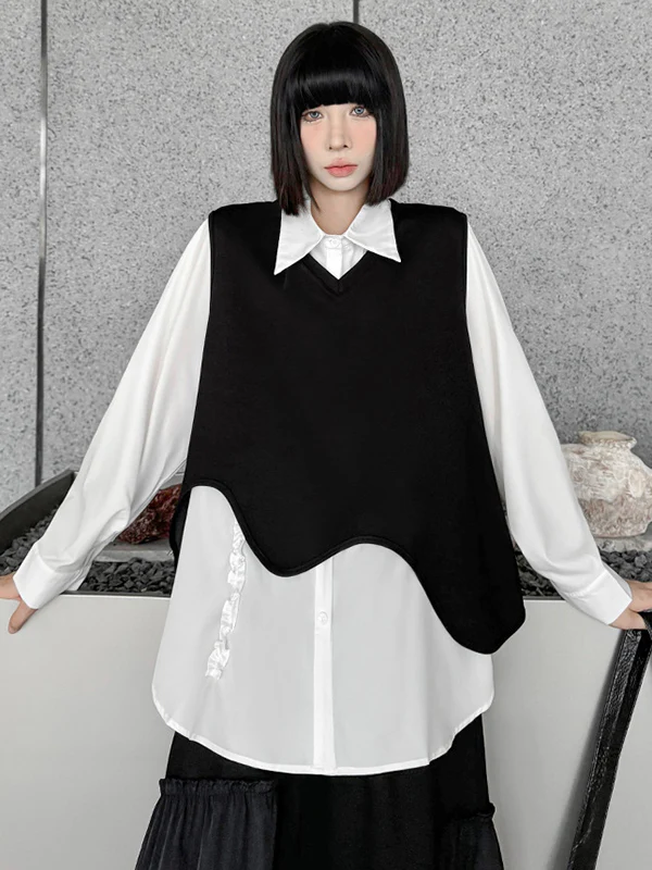 Hipster Long Sleeves Buttoned Falbala Ruffled Solid Color Split-Joint Lapel Blouses&Shirts Tops - Image 18
