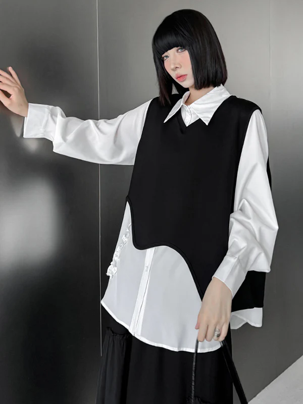 Hipster Long Sleeves Buttoned Falbala Ruffled Solid Color Split-Joint Lapel Blouses&Shirts Tops - Image 19