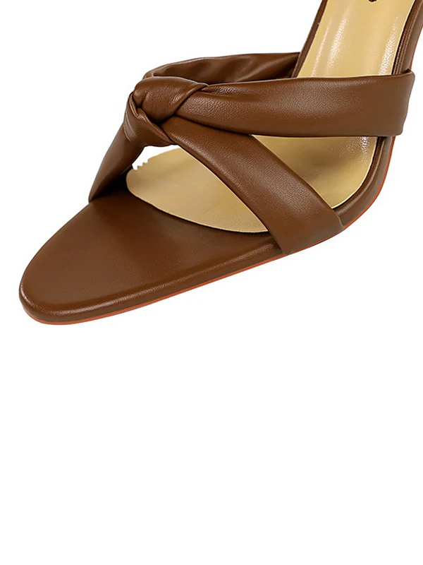 Hollow Knot Open Toe Split-Joint Pumps Sandals - Image 10