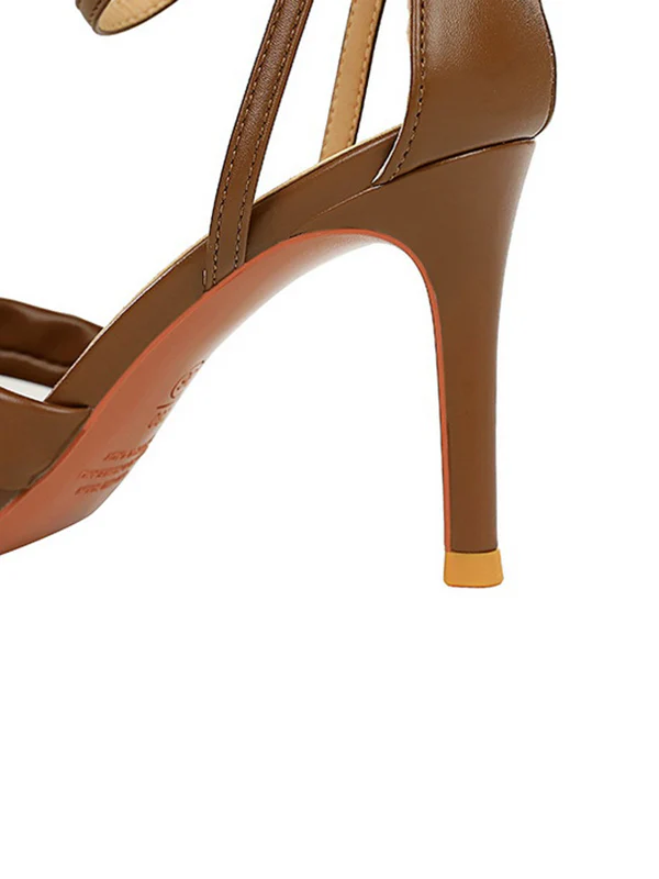 Hollow Knot Open Toe Split-Joint Pumps Sandals - Image 12