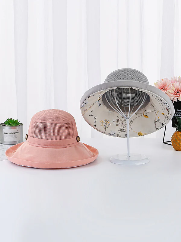 Hollow Lace-Up Printed Split-Joint Sun Hat - Image 15