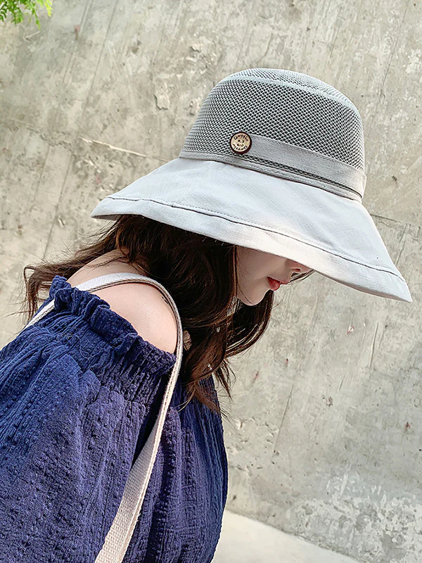 Hollow Lace-Up Printed Split-Joint Sun Hat - Image 4