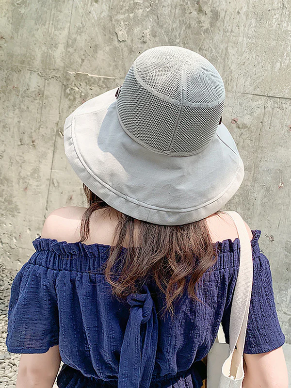 Hollow Lace-Up Printed Split-Joint Sun Hat - Image 7