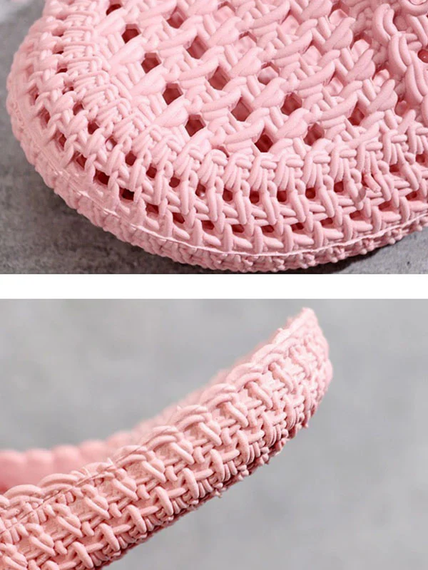Hollow Lace-Up Round-Toe Mules&Slides Slippers - Image 10