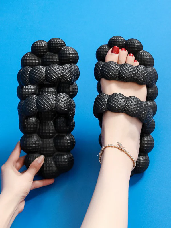 Hollow Open Toe Solid Color Slippers - Image 10