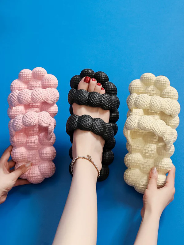 Hollow Open Toe Solid Color Slippers - Image 3