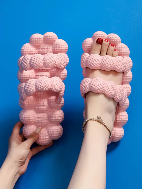 Hollow Open Toe Solid Color Slippers - Image 8