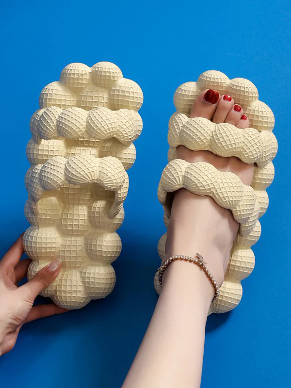 Hollow Open Toe Solid Color Slippers - Image 9
