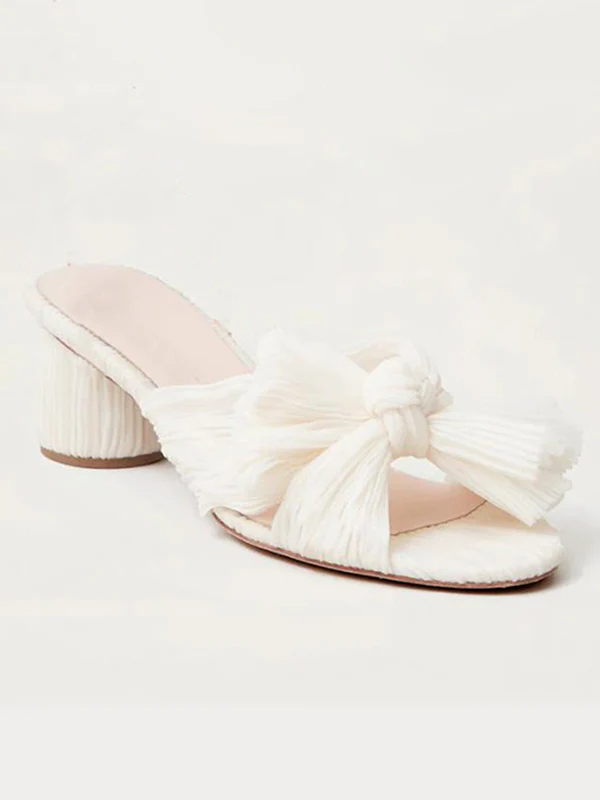 Hollow Peep Toe Pleated Shiny Pumps Sandals Slippers - Image 6