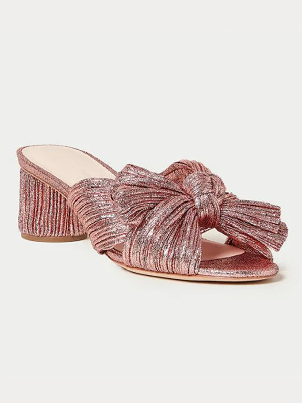 Hollow Peep Toe Pleated Shiny Pumps Sandals Slippers - Image 7