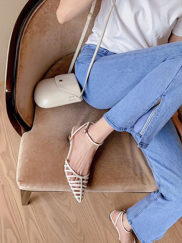 Hollow Pointed-Toe Split-Joint Sandals Sling Shoes - Image 5