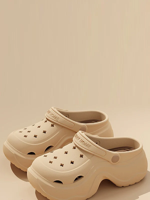 Hollow Round Cut Crocs Platform Shoes Sandals - Image 5
