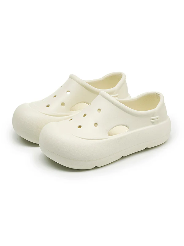 Hollow Round Cut Solid Color Crocs Platform Shoes Sandals - Image 13