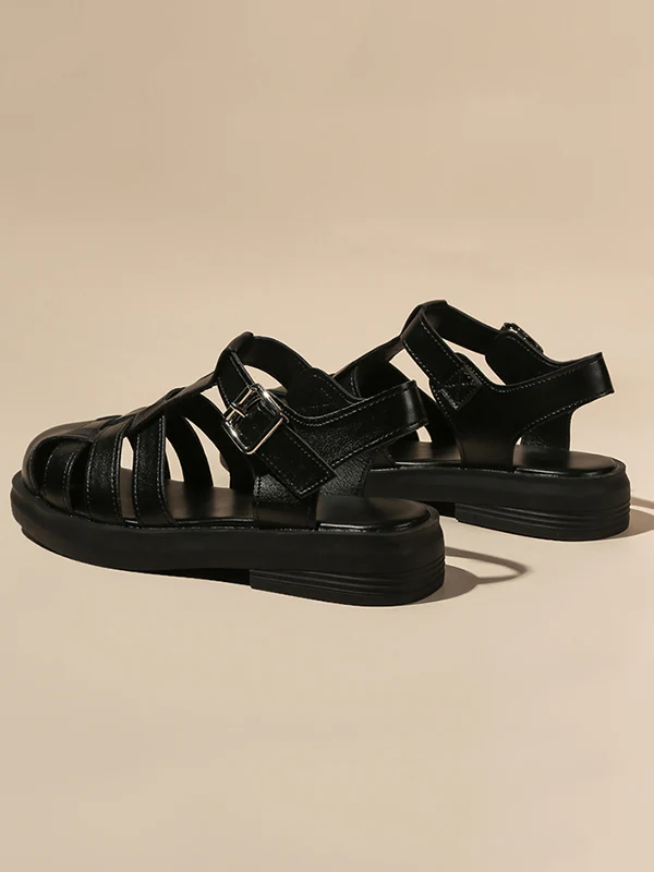 Hollow Round-Toe Gladiators Sandals - Image 11