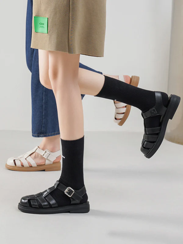 Hollow Round-Toe Gladiators Sandals - Image 4