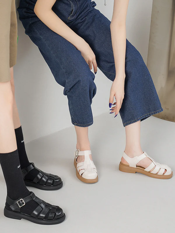 Hollow Round-Toe Gladiators Sandals - Image 5
