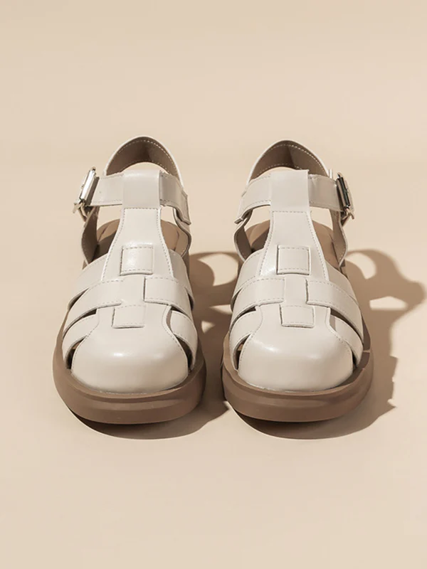 Hollow Round-Toe Gladiators Sandals - Image 8