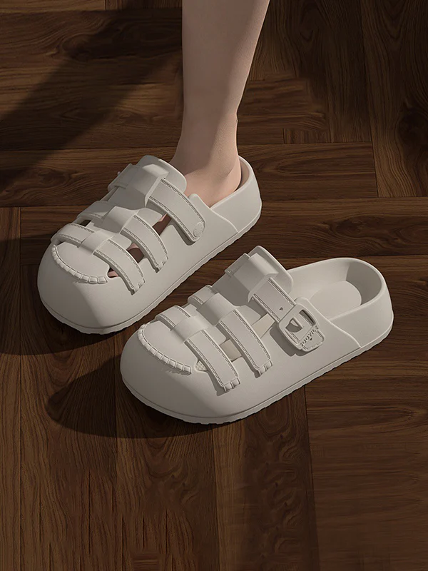 Hollow Round-Toe Split-Joint Platform Shoes Sandals - Image 2