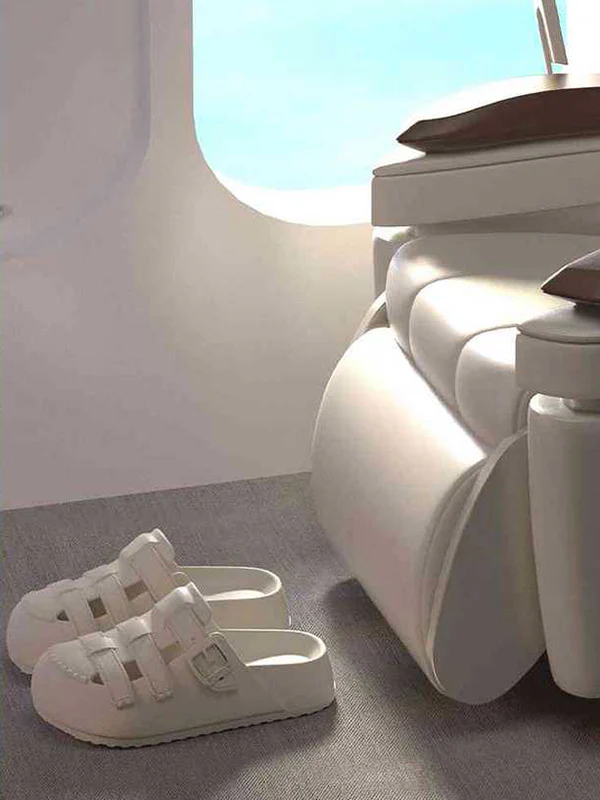 Hollow Round-Toe Split-Joint Platform Shoes Sandals - Image 3