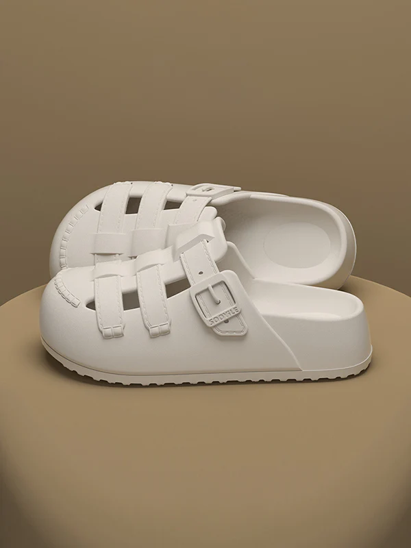 Hollow Round-Toe Split-Joint Platform Shoes Sandals - Image 5