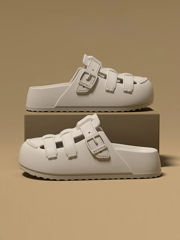 Hollow Round-Toe Split-Joint Platform Shoes Sandals - Image 6