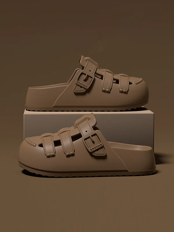 Hollow Round-Toe Split-Joint Platform Shoes Sandals - Image 7