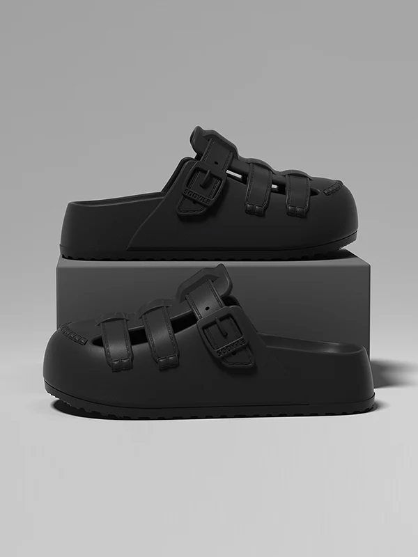 Hollow Round-Toe Split-Joint Platform Shoes Sandals - Image 8