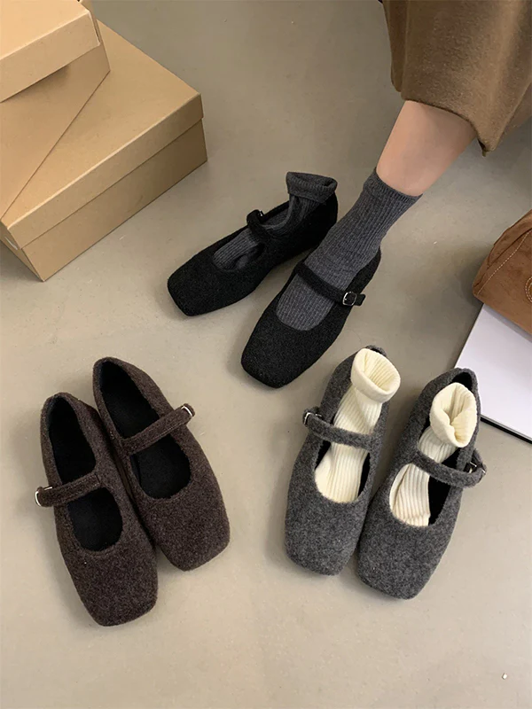 Hollow Shallow Cut Split-Joint Square-Toe Flat Shoes Mary Janes - Image 13
