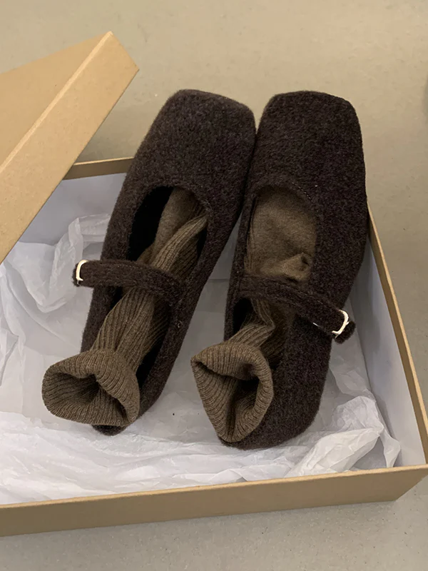 Hollow Shallow Cut Split-Joint Square-Toe Flat Shoes Mary Janes - Image 6