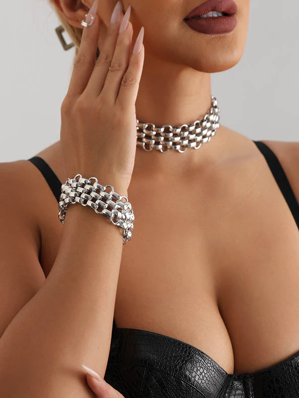 Hollow Solid Color Split-Joint Bracelet Accessories - Image 5