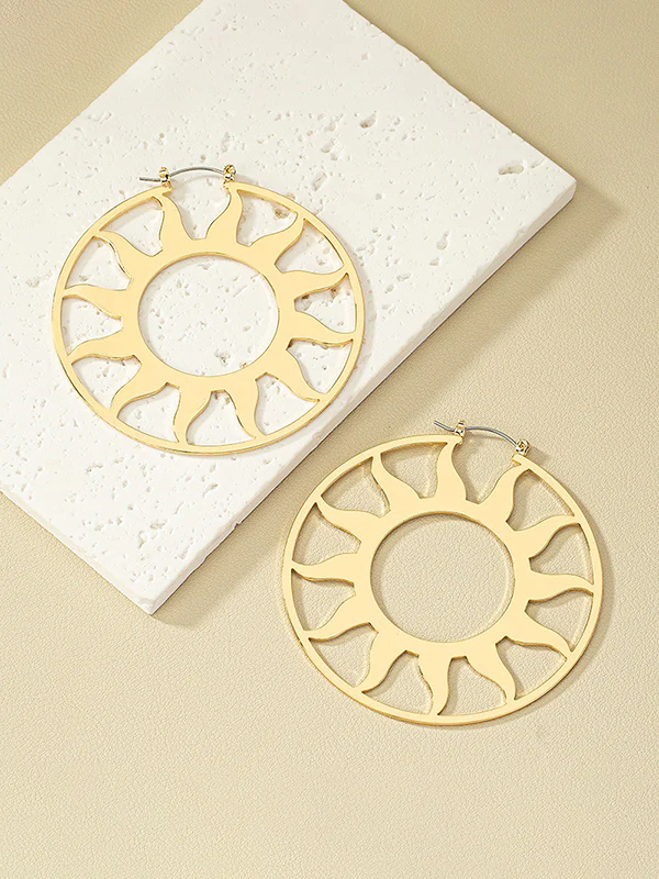 Hollow Solid Color Sun Ear-Ring - Image 3