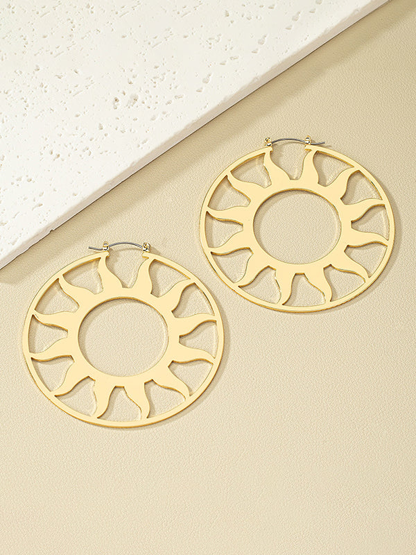 Hollow Solid Color Sun Ear-Ring - Image 4