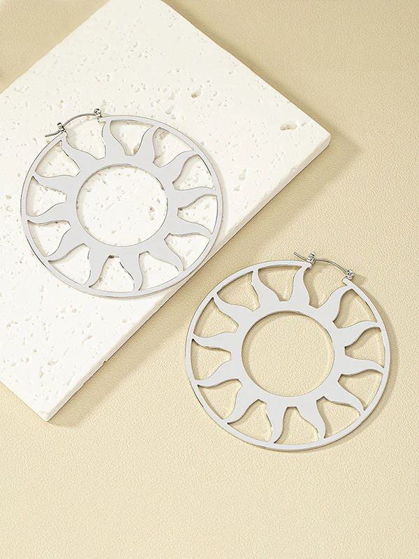 Hollow Solid Color Sun Ear-Ring - Image 5