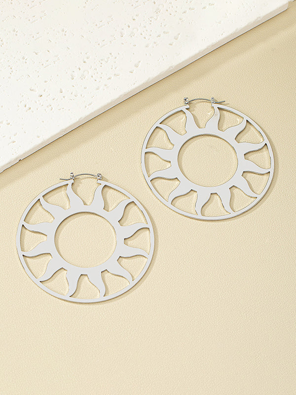 Hollow Solid Color Sun Ear-Ring - Image 6