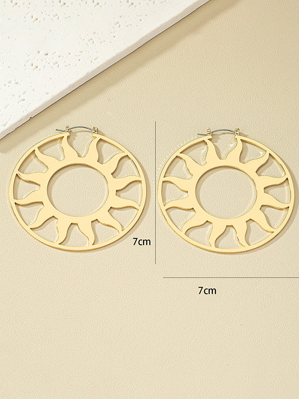 Hollow Solid Color Sun Ear-Ring - Image 7