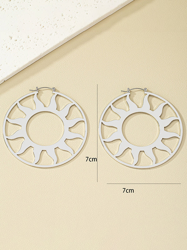 Hollow Solid Color Sun Ear-Ring - Image 8