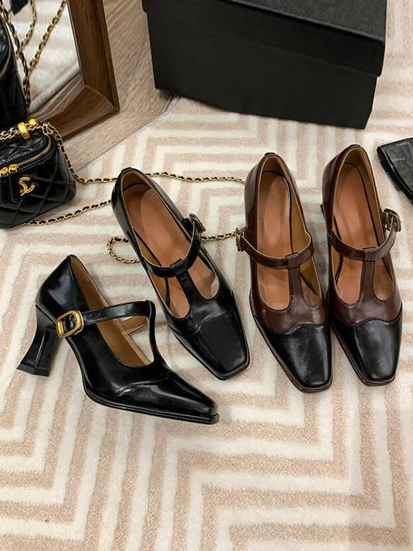 Hollow Split-Joint Square-Toe Pumps - Image 13