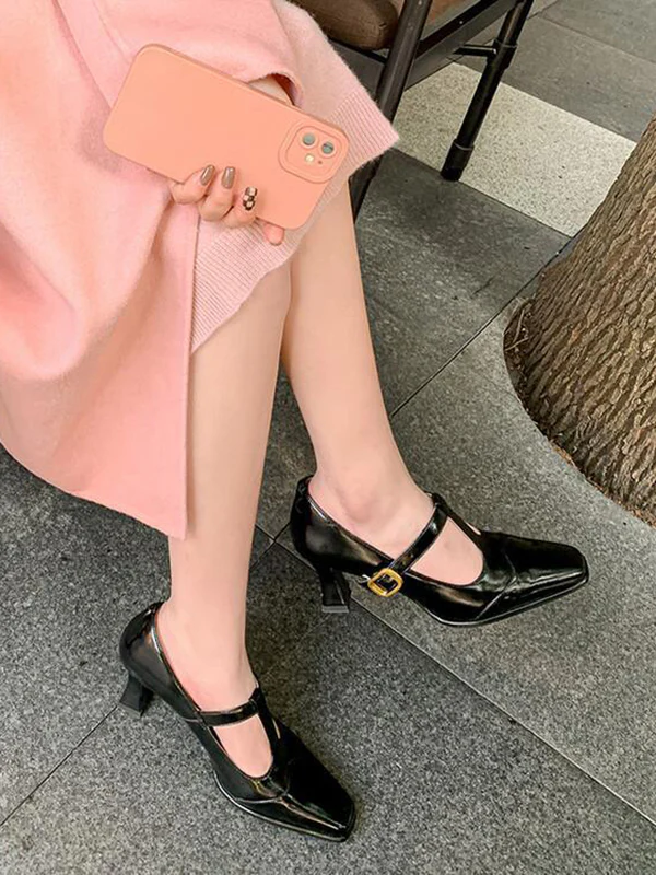 Hollow Split-Joint Square-Toe Pumps - Image 2