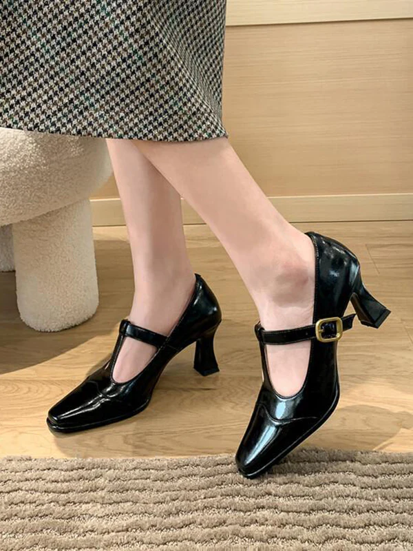 Hollow Split-Joint Square-Toe Pumps - Image 3