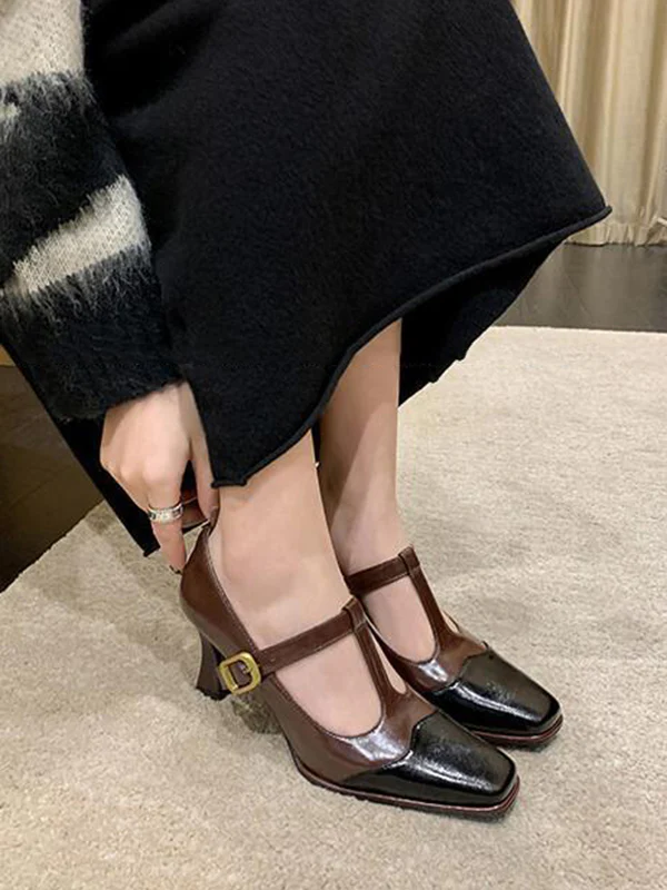 Hollow Split-Joint Square-Toe Pumps - Image 4