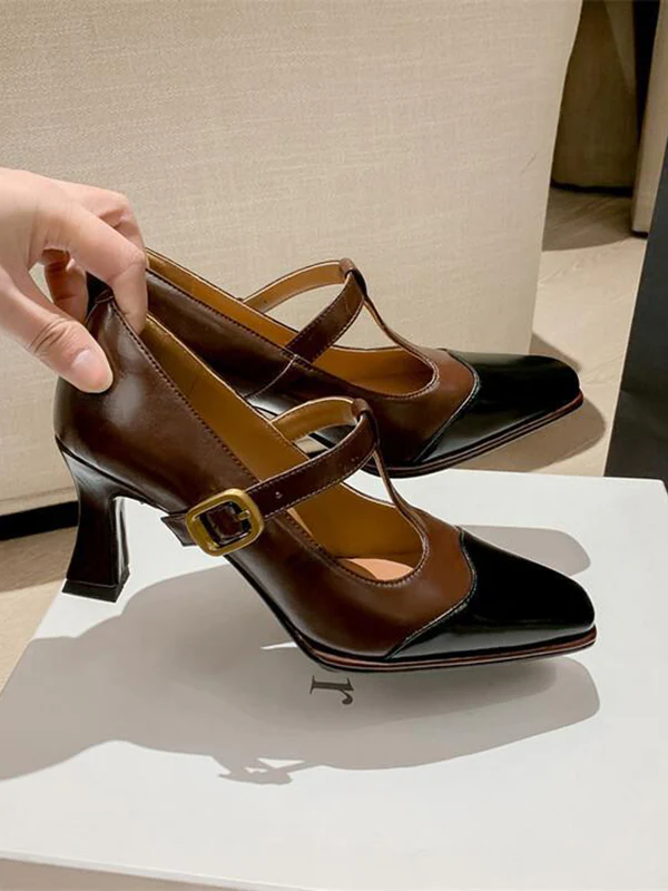 Hollow Split-Joint Square-Toe Pumps - Image 9