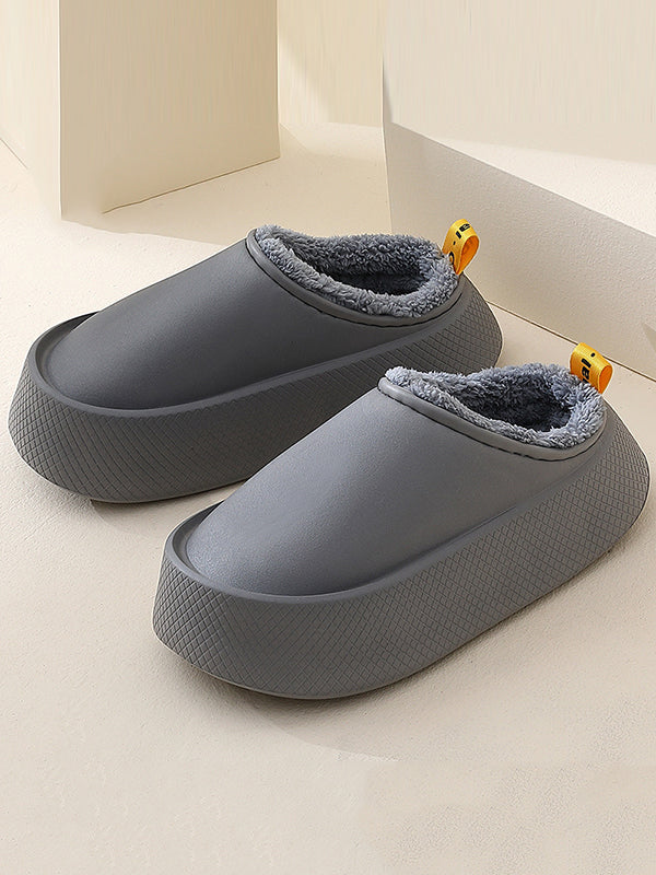 Home Non-Slip Keep Warm Velvet Waterproof Solid Color Slippers - Image 11